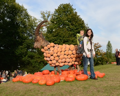 Erynn and Greta with the Pumpkin Goat
